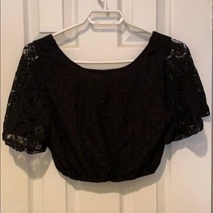 Cropped back lace blouse